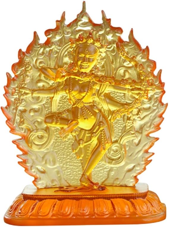 CKSEKD 1pcs 12cm Yellow Tara Glass Ornaments, Tibetan Buddhist Temple/Home/Office Statue Decoration