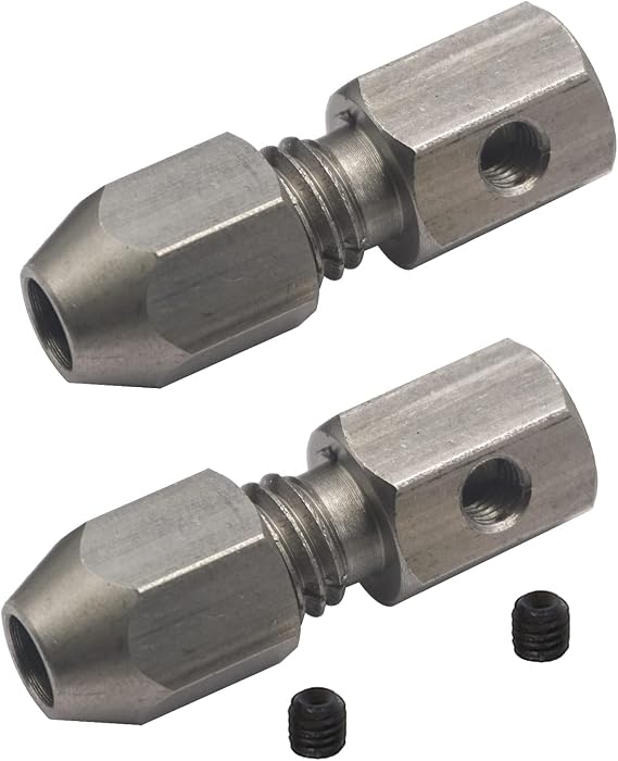 2Pack Vgoohobby CNC Stainless Steel RC Flex Collet Coupler Flexible Coupling Motor Shaft Locker for DIY RC Boat Submarine (5mm to 4mm)