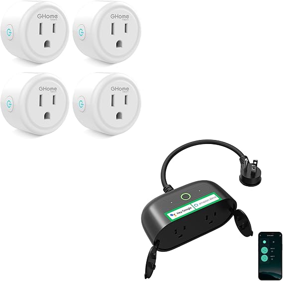 GHome Smart Mini Plug Compatible with Alexa and Google Home, GHome Smart Outdoor Smart Plug