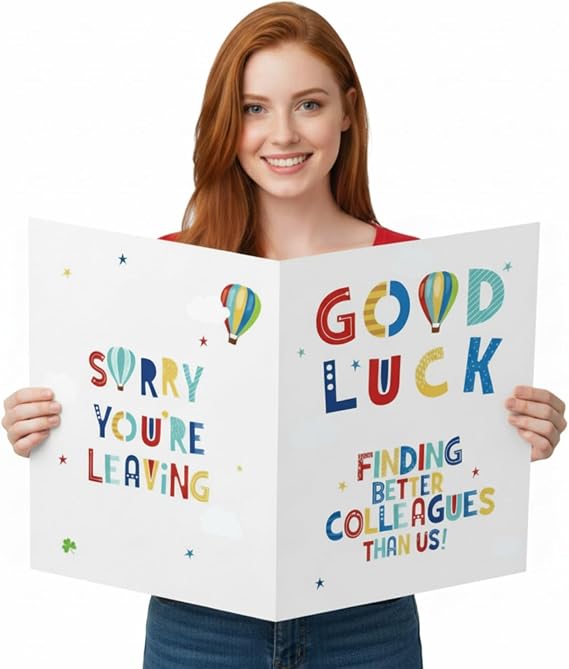 Outus Large Farewell Greeting Card, Good Luck Going Away Gift Coworker Leaving Card, 21.6 x 13.8 Inch Giant Guest Signature Gift for Coworkers, Happy Retirement Party Supplies