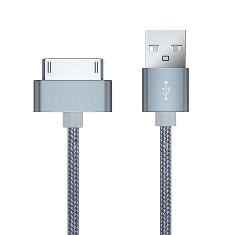 100cm 30 Pin Cable Compatible with iPhone 4s/4 iPhone 3G/3GS iPad 1 2 3 and iPod USB Charging and Sync Cable - Grey