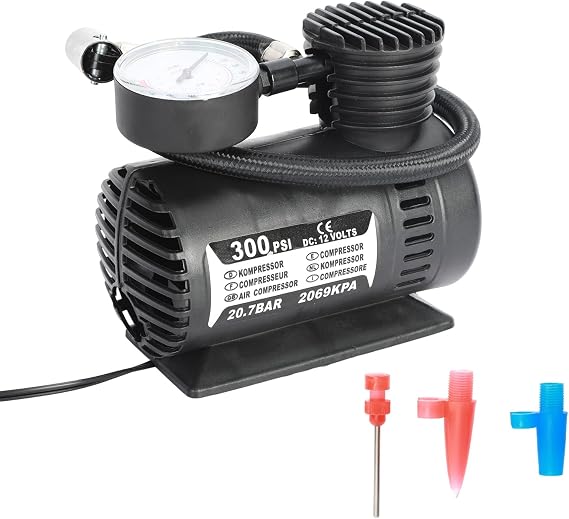 YOXIER Air Pump for Inflatables, 12V 300PSI Tire Inflator Portable Air Compressor, Pump for Car Tires with Dual Metal Motors & Led Light, Automotive Car Accessories & Two Mode For Car, Bicycle Tires