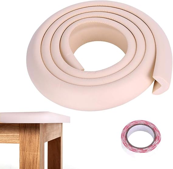 Kids Baby Safety Rubber Bumper Strip, 2M Protectors Table Edge Safe Corner Guard Anti-Collision Bar Protector for Different Size Furniture, Suitable for Home, Nursery(Beige)