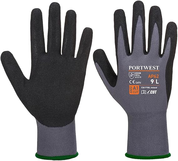 Portwest AP62 Dermiflex Aqua Protective Glove with Sandy Nitrile Foam Grip ANSI, Small