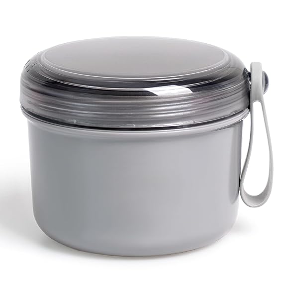 Uouovo Large Denture Bath Cup No Leak Denture Case Retainer Cleaner Case Complete Cleaning Care Denture Clear and Retainer Denture Holder for Soaking (grey)
