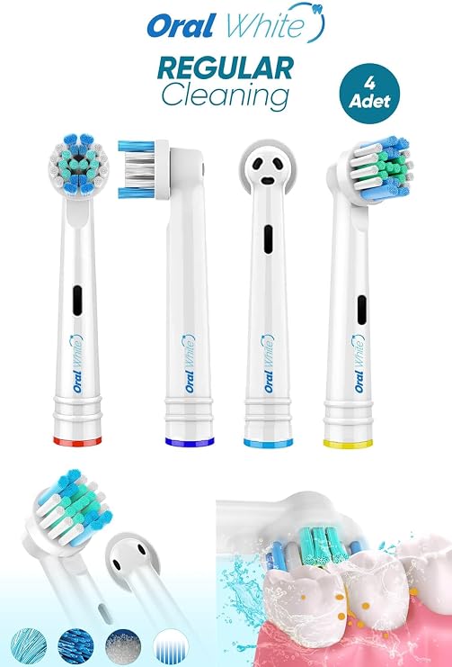 Oral White Regular Cleaning Yedek Diş Fırçası Başlığı, 4'lü Paket