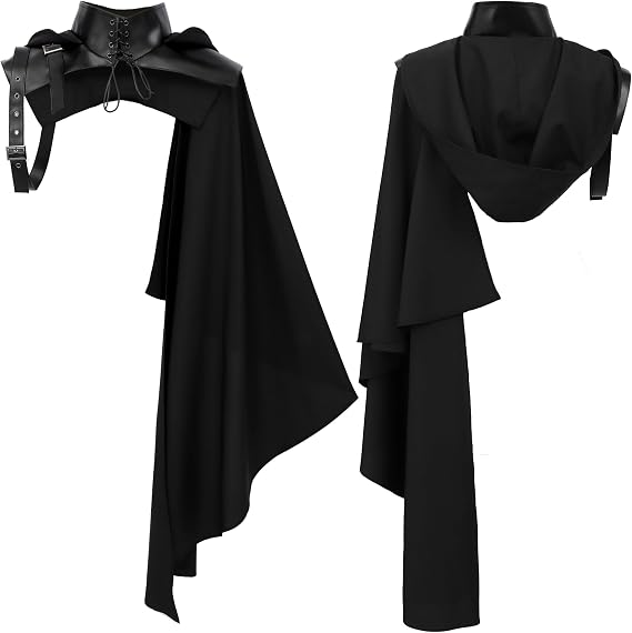 Renaissance Half Shoulder Cape Steampunk Shawl Cloak Gothic Victorian Cosplay LARP Costume
