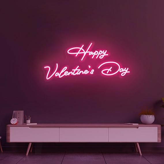 Happy Valentine Day Neon Sign Dimmable 20 inches Led Valentine's Day Neon Light Up Signs Wall Decor for Home Bedroom Valentine Day Gift