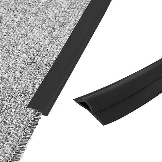 Flexible Carpet Edge Trim Strip,10 Ft Self-Adhesive Carpet Trim Strip,Carpet Transition Strip,Carpet Edging Trim Strip,Flexible Rug Edge Protector for Doorway,Black
