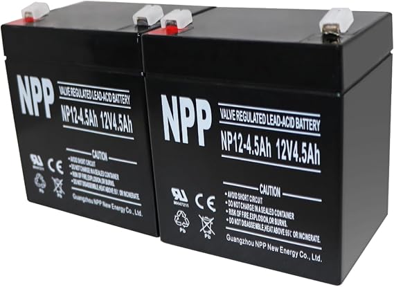 NPP 12V 4.5Ah Rechargeable Sealed Lead Acid Battery, NP12-4.5Ah F1 12Volt Fire Alarm Battery for DSC Security Panel, Power Patrol for Vista 20P ADT, Ride on Toys (2Pcs)