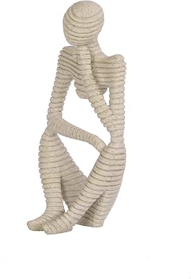Abstract Sculpture Statue Thinker Sandstone Resin for Hotel Home Desktop Bookshelf Office Decoration 9.82 Inches Tall Left