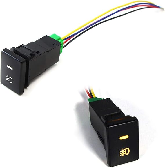 x xotic tech Factory Style 4 Wire 12V Push Button Switch LED Rear Indicator Light Fog Light Daylight LED Light Bar for Toyota 200 Series 32x22mm 32.5mm x 22mm