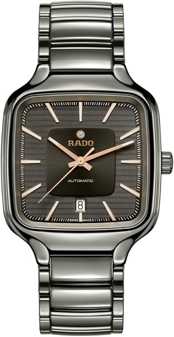 Rado - True Square - Unisex Automatic Swiss Watch - 38mm Square Grey Dial with Date - High-Tech Ceramic Bracelet - R27077102