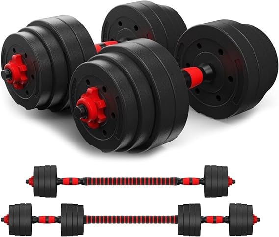 Adjustable Weight Dumbbells Set to 88Lbs, Free Weight Dumbbell with Connecting Rod Used As Dumbbell Barbell set, for Men and Women Home Gym Work Out Training Fitness Equipment All-Purpose