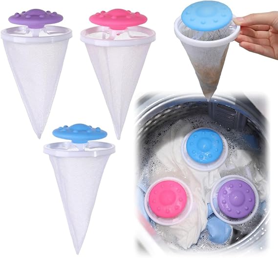 Floating Hair Filtering Mesh Removal, 2025 Upgrade Hair Catcher Washer Machine, Reusable Pet Hair Remover for Laundry, Hair Filter Cleaning Mesh Bag Dog Cat Hair Remover for Laundry (3, Colorful)