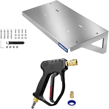 MEKOH Wall Mount Pressure Washer Shelf & Short Pressure Washer Gun