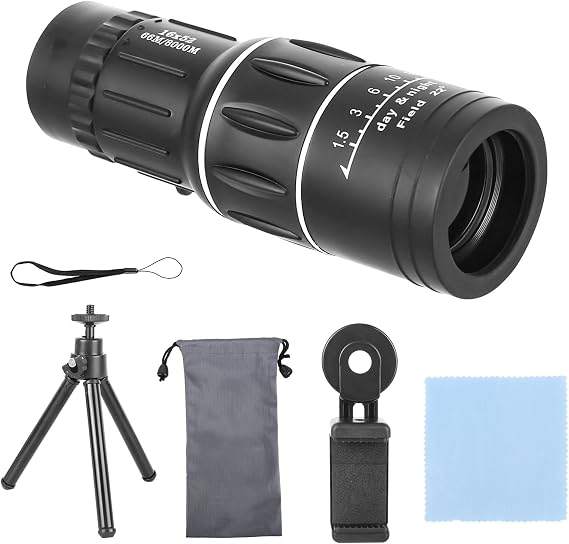 12x52 Monocular Telescope High Power, Monoculars for Adults with BAK4 Prisms, FMC Lens, Upgraded Tripod, Cell Phone Holder, Compact Waterproof Monocular for Birdwatching,Hiking,Camping