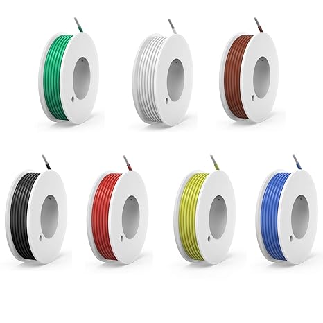 28 awg Silicone Electrical Wire Cable 7 Colors (42.6ft Each) 26Gauge Hookup Wires kit Stranded Tinned Copper Wire Flexible and Soft for DIY