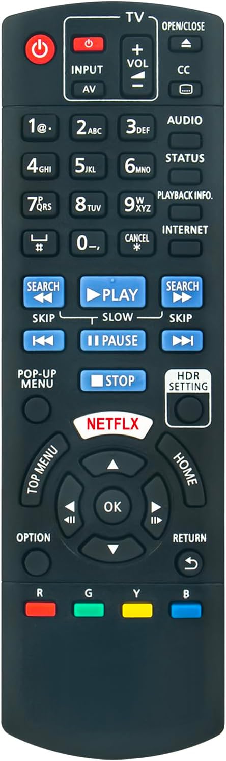N2QAYB001206 Replace Remote Compatible with Panasonic Blu-Ray Disc Player