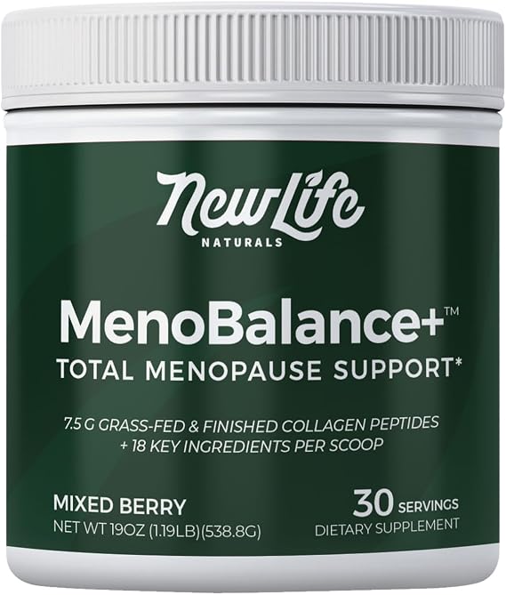 NewLife Naturals MenoBalance Collagen Powder for Women -One Scoop a Day Menopause Supplements for Women 45 Probiotic, Vitamin & Botanical Blend for Skin, Mood, Energy & Overall Wellness