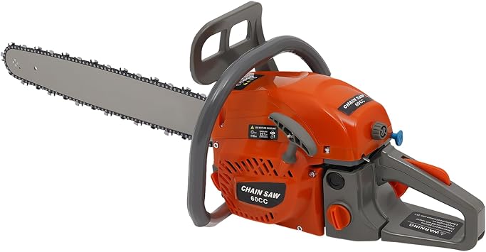 Gas Chainsaw, 60CC 2-Stroke Gasoline Powered Chainsaw, 22 Inch Handheld Cordless Petrol Chain Saws, Single Cylinder Gas Powered Chainsaw Air-Cooled with Self-Reset Pull Start for Garden, Forest