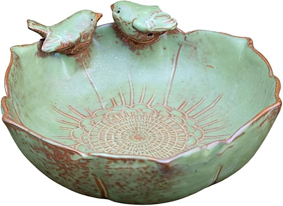 Ceramic Bird Bath,Large Feeder Garden Decoration - Bird Bath Ceramic Outdoor Flower Pot | Indoor Outdoor Garden Backyard Patio Balcony Terrace Deck Lawn