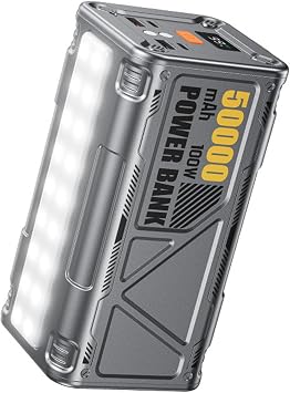 Power Bank Portable Charger, 50000mAh High Capacity 100W Fast Charging Power Bank, with 4 Outputs and LCD Display for Smartphone, Tablets,Grey