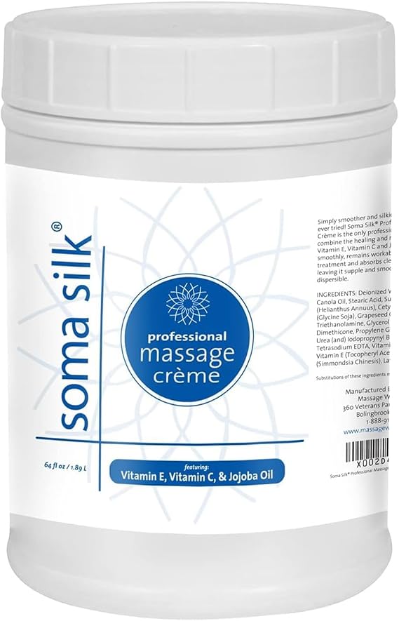 Multi-Purpose Massage Cream, 1/2 Gallon - with Arnica, Aloe & Jojoba - Silky Smooth - Perfect for Both Light & Deep Tissue Massages - Smooth Glide, Easy Clean - Spa & Therapist Supplies