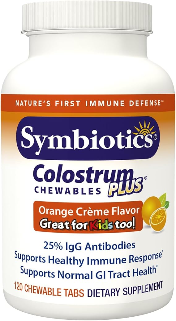 Symbiotics Colostrum Plus Chewables, Orange Creme, 120 Chewable Tabs