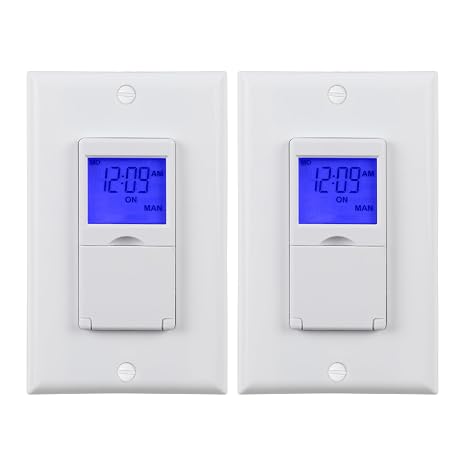 BN-LINK 7 Day Programmable in Wall Digital Timer Switch for Lights, Fans