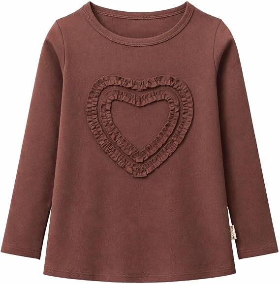 Girls' Heart-Shaped Long Sleeve T-Shirt
