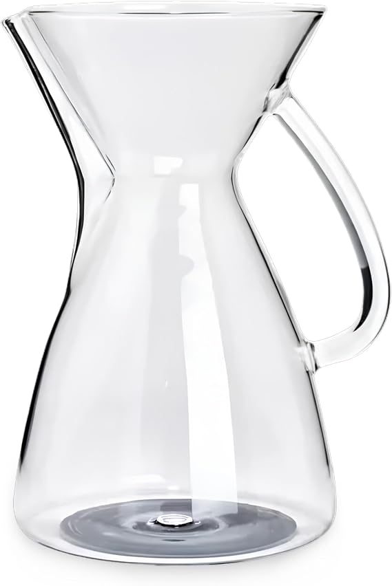 Ratio Glass Coffee Carafe | Coffee Server with Silicone Base & Silicone Heat Lid | Clear