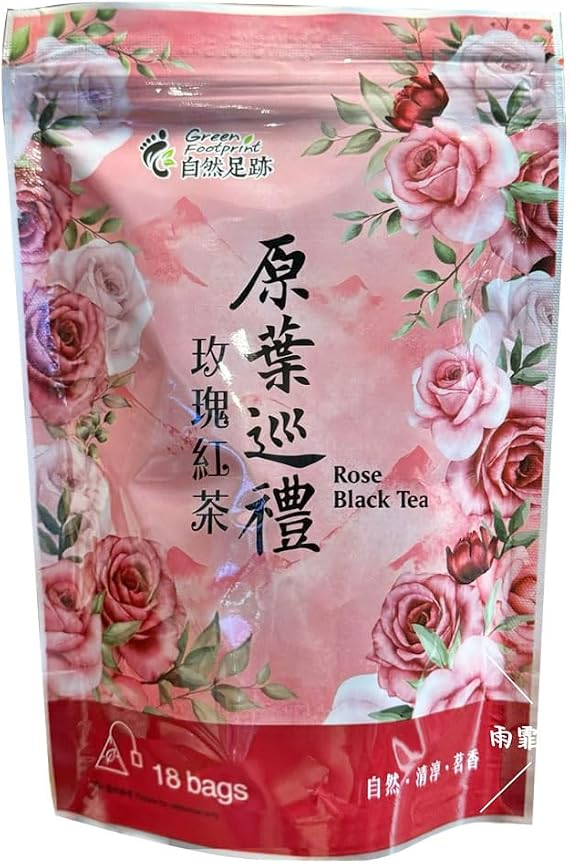 Green Footprint Oolong Tea |18 Tea Bags | Product of Taiwan | Refreshing, Promote Digestion, Freshness of White Peach and Aromatic Taste of Oolong Tea (Rose)