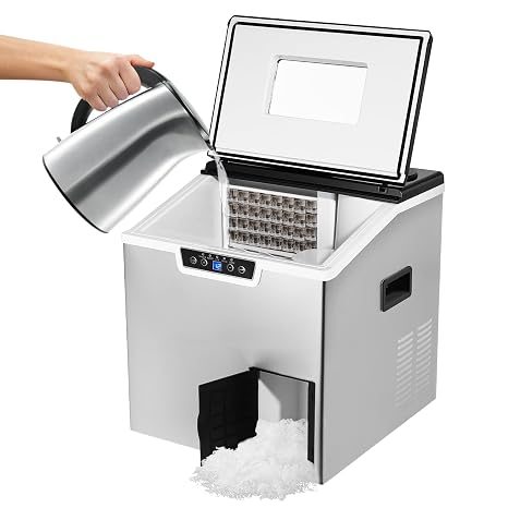 Ice Maker 2-in-1, Crushed Ice and Ice Cube Maker with LCD, 12 Mins 32 Bullet Ice, 110V Countertop Portable Ice Machine for Home, Office, Bar