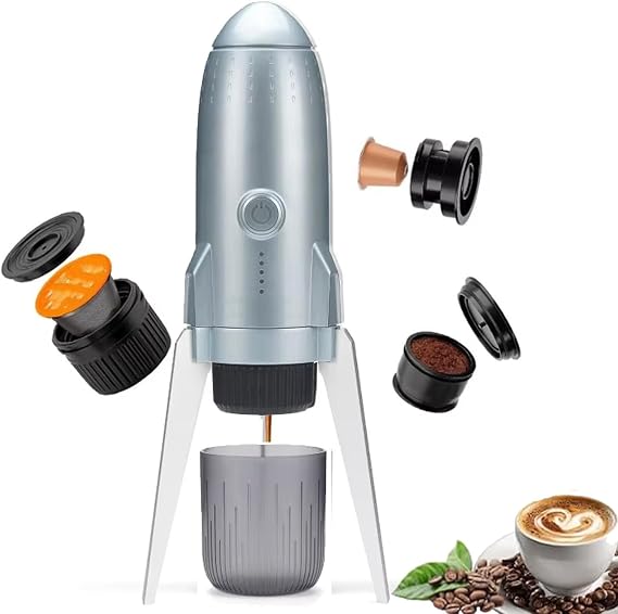 Portable Espresso Machine, 19 Bar Electric Coffee Maker, Hot & Cold All-in-One Travel Maker for Hiking, Self-Heating, Compact Mini Brewer, Ideal for Home & Travel