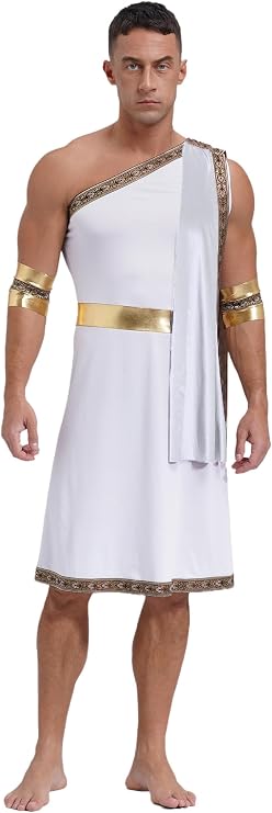 Men's Ancient Greek Roman Toga Caesar Party Fancy Dress Costume for Halloween Party