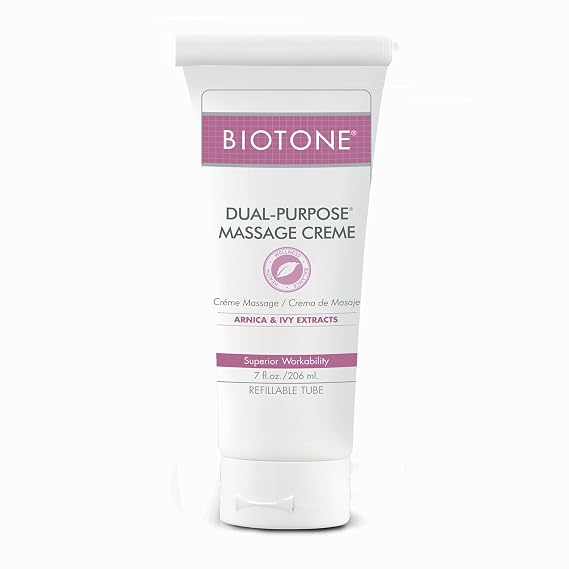 BIOTONE Dual-Purpose Massage Creme with Arnica and Ivy Extracts, Pure Ingredients, Effortless Glide, Luxurious Feel, More Workability, Less Reapplications
