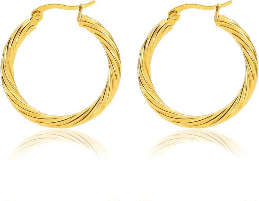Fashionable Gold Hoop Earrings for Women - Hypoallergenic Hoop earrings Trendy Gold Earrings for women Perfect Gold Hoops Earrings Birthday Gift Idea