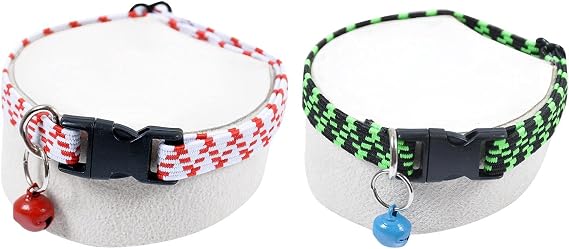 Cat Dog Collar with Elastic Bell Set of 2 with Collar Adjustment