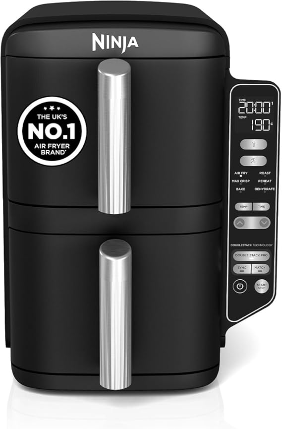 Ninja Double Stack Air Fryer, Vertical Dual Drawer Air Fryer, 6 Portions