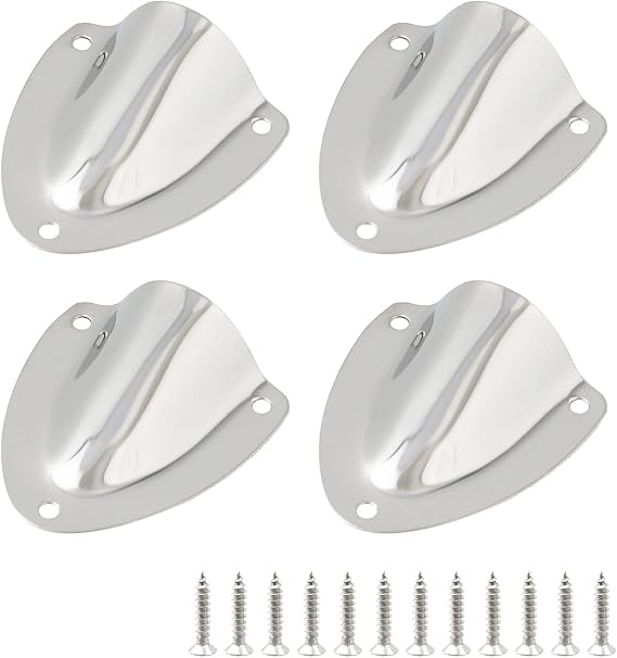 4PCS Stainless Steel Clam Shell Vent Wire Cable Hole Ventilator Cover | Marine Vent Cover for Boat Silver