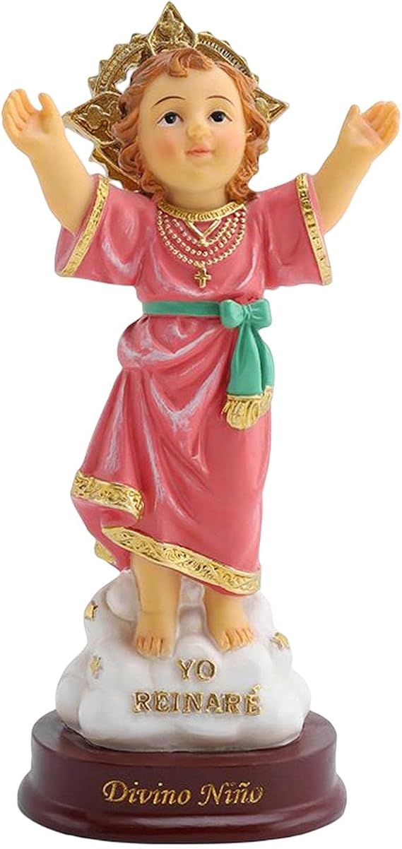 Divino NinO Estatua Jesus Table Top Divine Child Figure Catholic Decoration Figurine Religious Resin Crafts Gift, 5.43inchx1.65inchx2.48inch