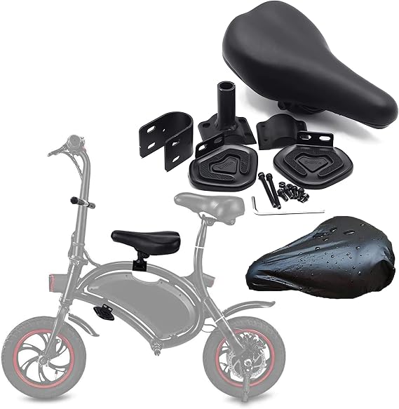 Front Bike Child Seat Mounted Saddle Seats with Seat Cover Handlebar Combo Pack, Set of Children Saddle Seat Foot Pedals for DYU D3 F Electric Bike Folding Electric Commuter City Bicycle