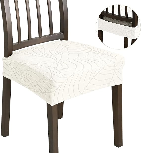 Chair Seat Covers for Dining Room Chairs Set of 4, Removable Washable Kitchen Chair Covers Anti-Dust Dining Chair Cover Chair Slipcovers Protector (4, Beige)