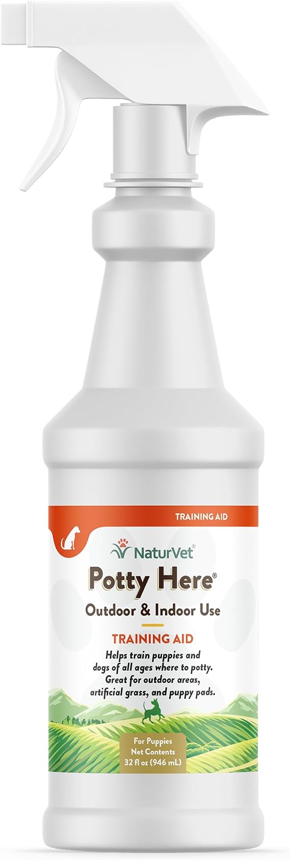 NaturVet Potty Here Training Aid Spray for Puppies and Dogs - 32 oz | Train Puppies & Dogs Where To Potty, Formulated For Indoor & Outdoor Use
