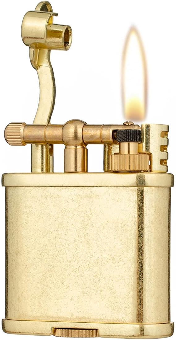 Soft Flame Antique Style Lift Arm Windproof Kerosene Lighter, Unique Birthday Gifts for Men Dad Husband (Brass)