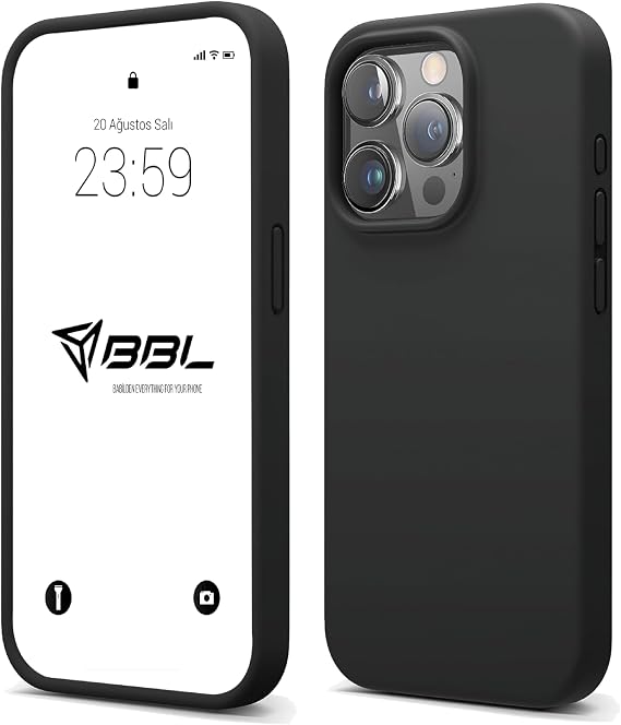 Babilden iPhone 15 Pro İle Uyumlu Kılıf İnce Ve Dayanıklı Sıvı Silikon 3 Katmanlı Tam Kaplamalı Şık Yumuşak Jel Hissi Yüksek Kalite Kauçuk Telefon Kılıfı (Siyah)
