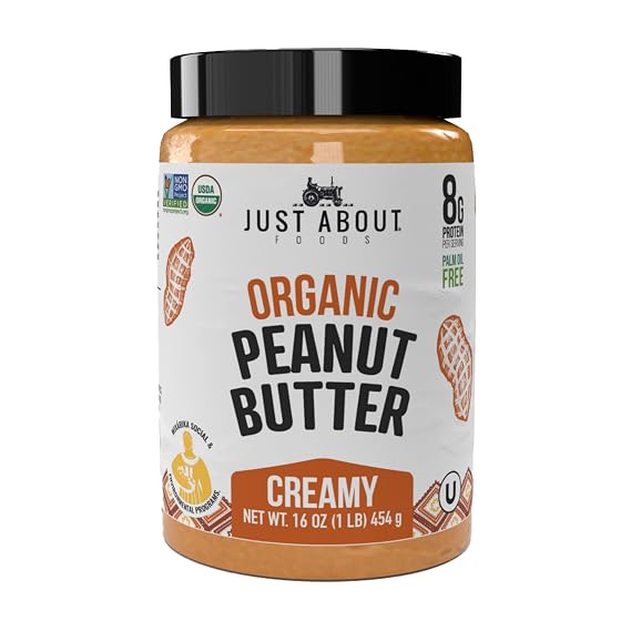 Just About Foods Organic & Keto Peanut Butter Creamy 1 lb Gluten-Free