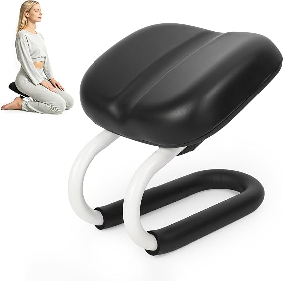 Meditation Bench Kneeling Stool Adjustable Height for Yoga, Home Studio Meditation Portable Folding Seiza Chair with Non-Slip Cushion, 3 Level Ergonomic Metal Prayer Stool