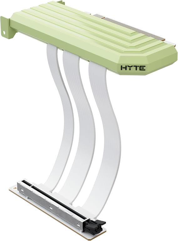 Hyte PCIe 5.0 Hyper Riser - PCI Express Gen 5.0 Luxury Vertical Riser Cable with Reinforced Metal Slot for Vertically Mounted GPU - Matcha Milk (Green)